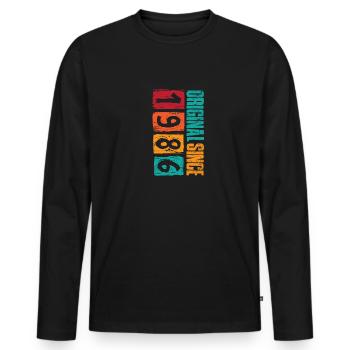 Vintage 1986 - Männer Premium Bio Langarmshirt - Schwarz - Vorne - Nico (187cm)