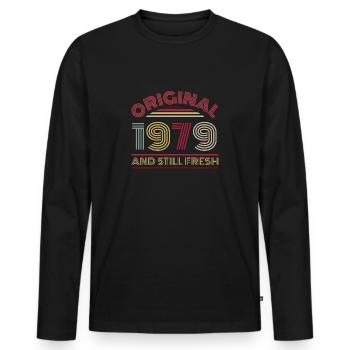 Millésime 1979 - T-shirt manches longues Premium bio Homme - noir - Devant - Nico (187cm)