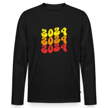 Millésime 2024 - T-shirt manches longues Premium bio Homme - noir - Devant - Nico (187cm)