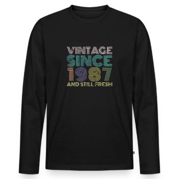 Millésime 1987 - T-shirt manches longues Premium bio Homme - noir - Devant - Nico (187cm)