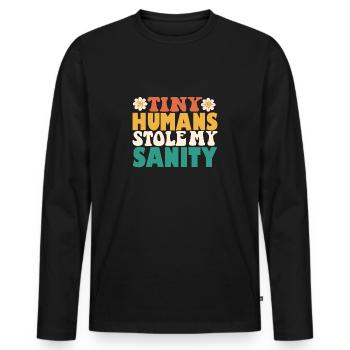 Lustige winzige Menschen haben meinen Verstand gestohlen - Männer Premium Bio Langarmshirt - Schwarz - Vorne - Nico (187cm)