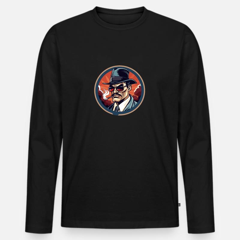 der mysteriöse Mann - Männer Premium Bio Langarmshirt - Schwarz