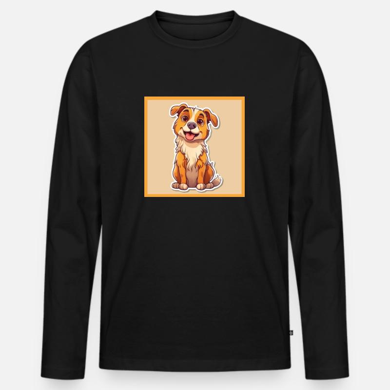 Hund Karikatur 7 - Männer Premium Bio Langarmshirt - Schwarz