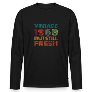 Millésime 1968 - T-shirt manches longues Premium bio Homme - noir - Devant - Nico (187cm)