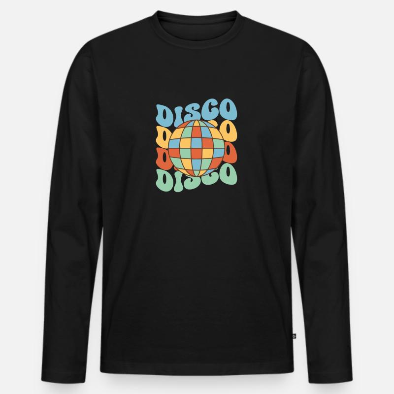 Disco Retro - Männer Premium Bio Langarmshirt - Schwarz