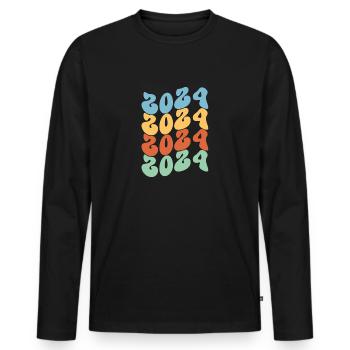Millésime 2024 - T-shirt manches longues Premium bio Homme - noir - Devant - Nico (187cm)