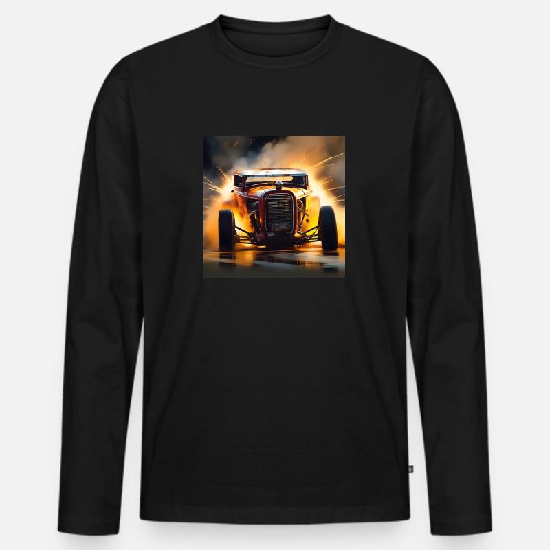 Rusty Hot Rod Rennen #8 - Männer Premium Bio Langarmshirt - Schwarz