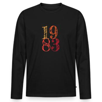 1983 40e anniversaire - T-shirt manches longues Premium bio Homme - noir - Devant - Nico (187cm)