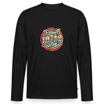 Millésime 1972 - T-shirt manches longues Premium bio Homme - noir - Devant - Nico (187cm)
