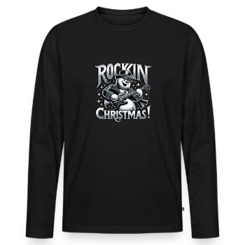 Noël Rockin - T-shirt manches longues Premium bio Homme - noir - Devant - Nico (187cm)