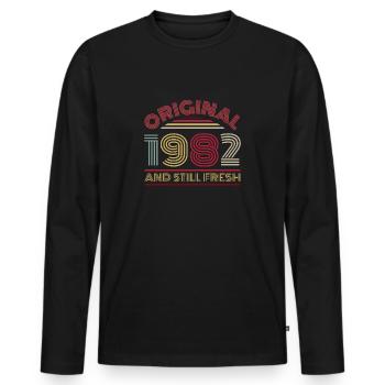 Millésime 1982 - T-shirt manches longues Premium bio Homme - noir - Devant - Nico (187cm)