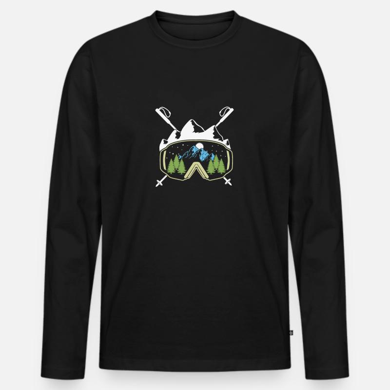 Snowboardbrille - Männer Premium Bio Langarmshirt - Schwarz