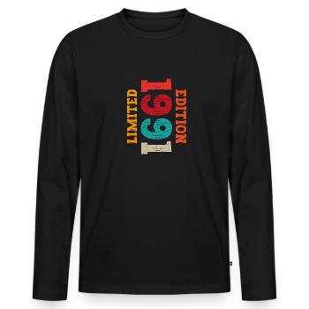 Millésime 1991 - T-shirt manches longues Premium bio Homme - noir - Devant - Nico (187cm)