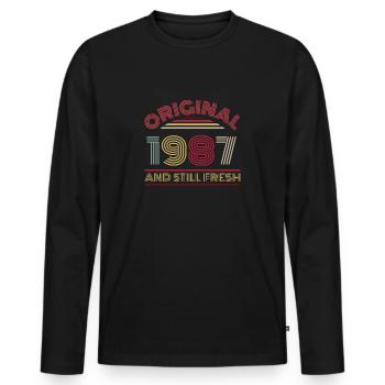 Millésime 1987 - T-shirt manches longues Premium bio Homme - noir - Devant - Nico (187cm)