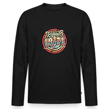 Millésime 1971 - T-shirt manches longues Premium bio Homme - noir - Devant - Nico (187cm)