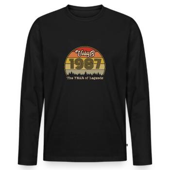 Millésime 1987 - T-shirt manches longues Premium bio Homme - noir - Devant - Nico (187cm)