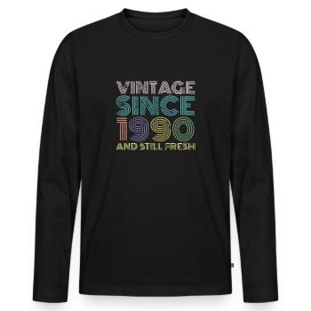 1990 Vintage - Männer Premium Bio Langarmshirt - Schwarz - Vorne - Nico (187cm)