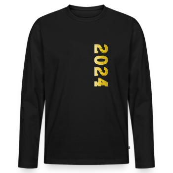 Médaille d’or 2024 - T-shirt manches longues Premium bio Homme - noir - Devant - Nico (187cm)