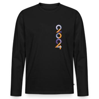 2024 - Männer Premium Bio Langarmshirt - Schwarz - Vorne - Nico (187cm)