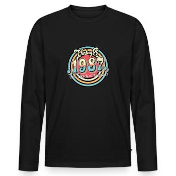 Millésime 1987 - T-shirt manches longues Premium bio Homme - noir - Devant - Nico (187cm)