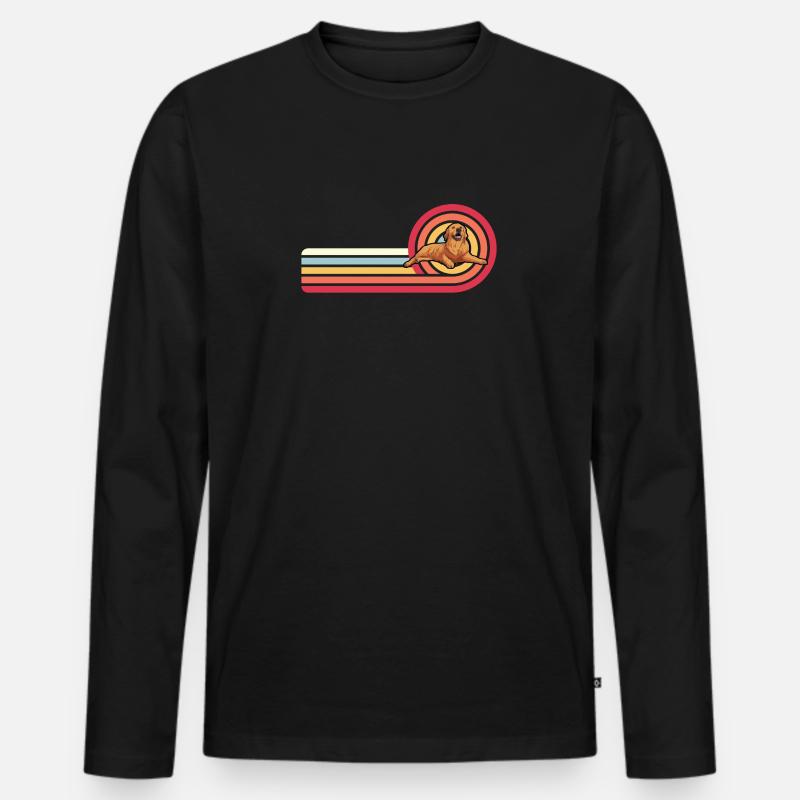 Golden Retriever Retro - Männer Premium Bio Langarmshirt - Schwarz
