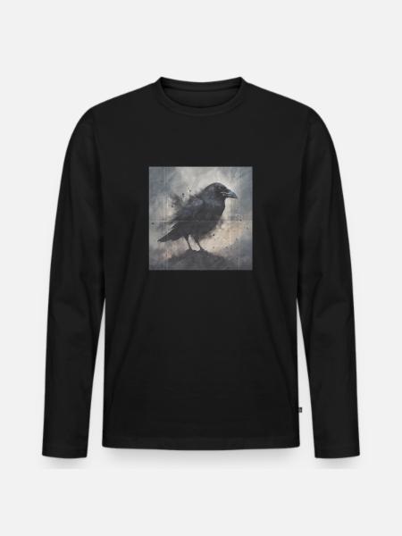 Dunkler Rabe - Männer Premium Bio Langarmshirt - Schwarz