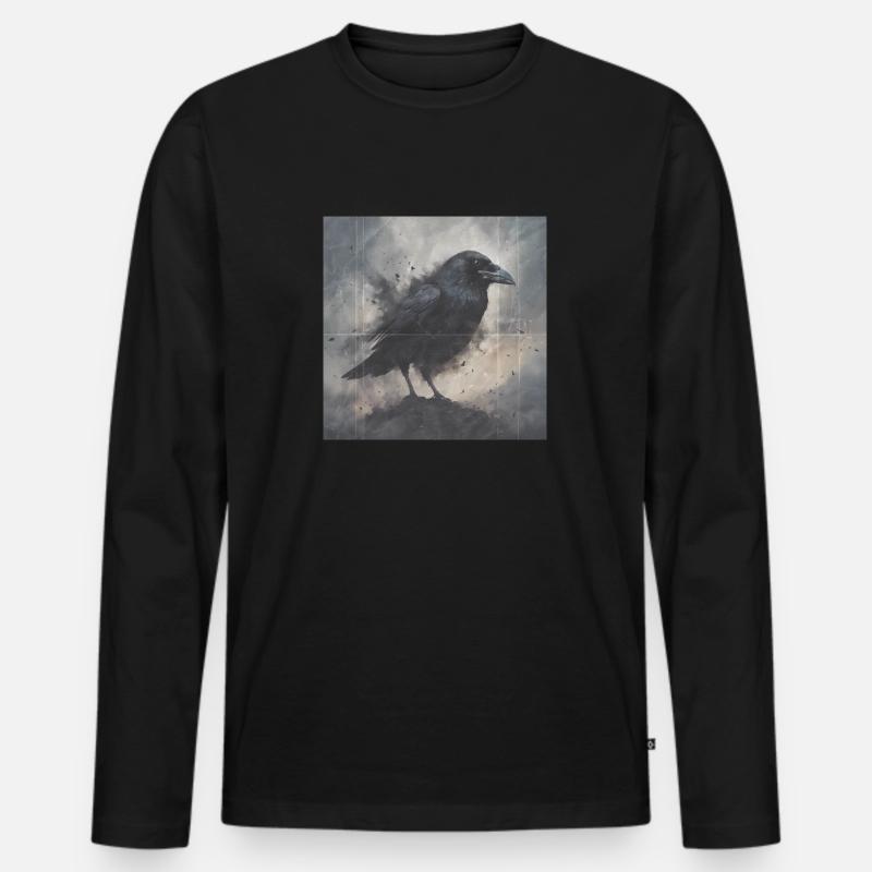 Dunkler Rabe - Männer Premium Bio Langarmshirt - Schwarz