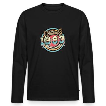 1983 Birthday - Men's Premium Organic Long Sleeve Shirt - black - Front - Nico (187cm)