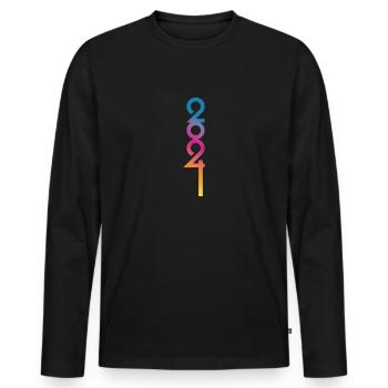 2024 - Männer Premium Bio Langarmshirt - Schwarz - Vorne - Nico (187cm)