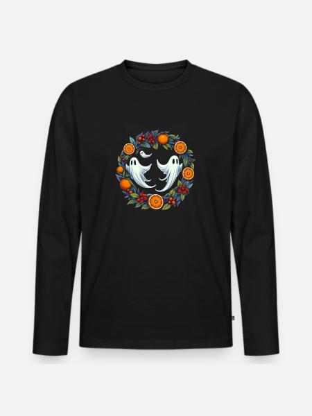 Christmas Ghosts Design - Men's Premium Organic Long Sleeve Shirt - black