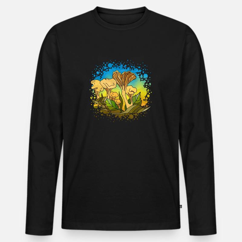 Pilze - Männer Premium Bio Langarmshirt - Schwarz