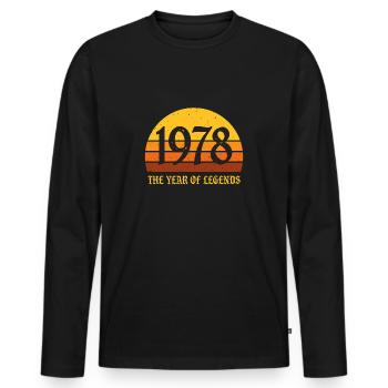 Millésime 1978 - T-shirt manches longues Premium bio Homme - noir - Devant - Nico (187cm)