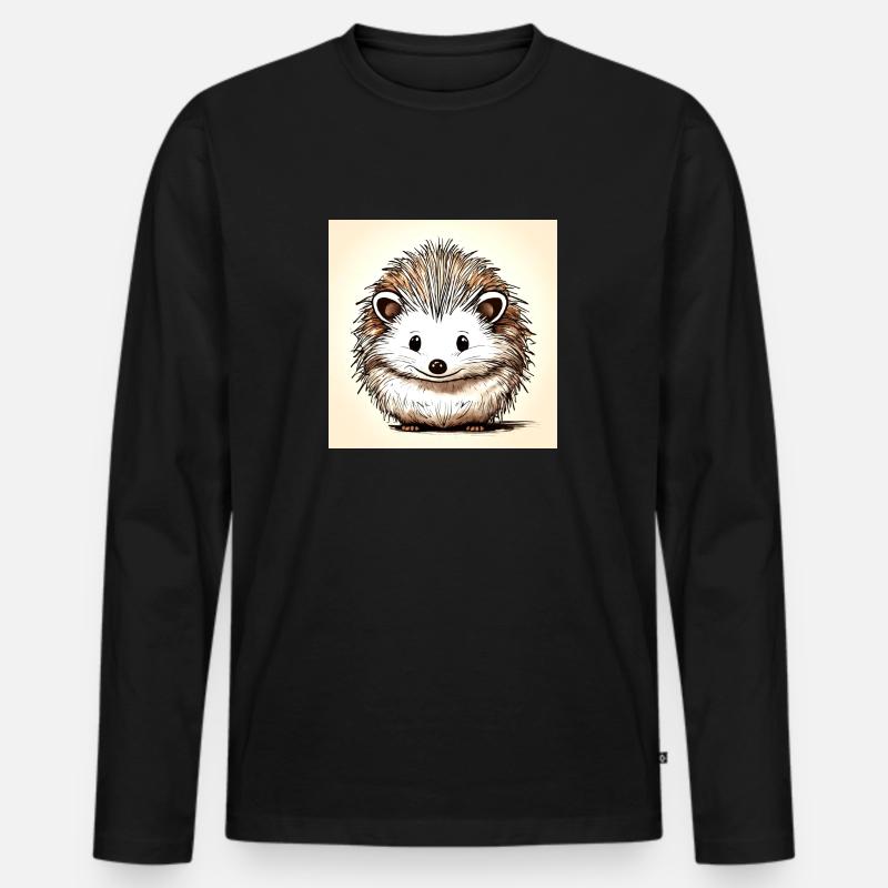 Niedlicher Igel - Männer Premium Bio Langarmshirt - Schwarz