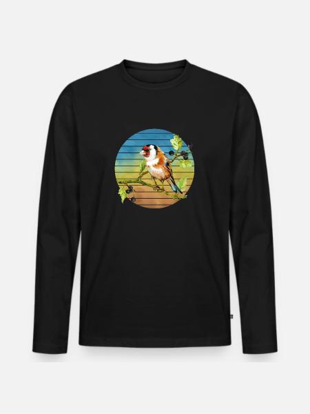 Bunter Vogel - Männer Premium Bio Langarmshirt - Schwarz