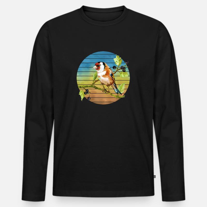 Bunter Vogel - Männer Premium Bio Langarmshirt - Schwarz
