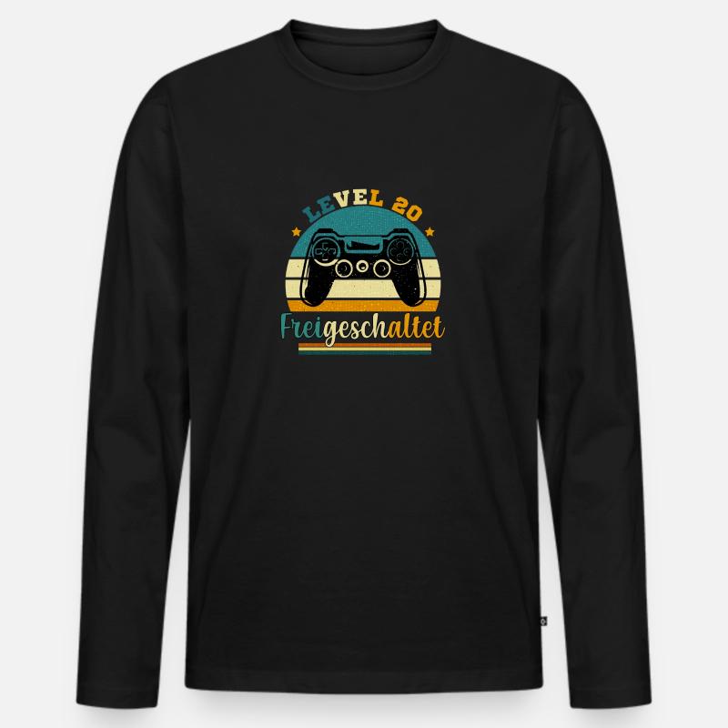 Level 20 Freigeschaltet - Männer Premium Bio Langarmshirt - Schwarz