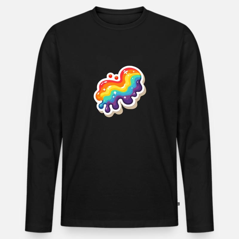 Regenbogen-Pouring-Farbe - Männer Premium Bio Langarmshirt - Schwarz