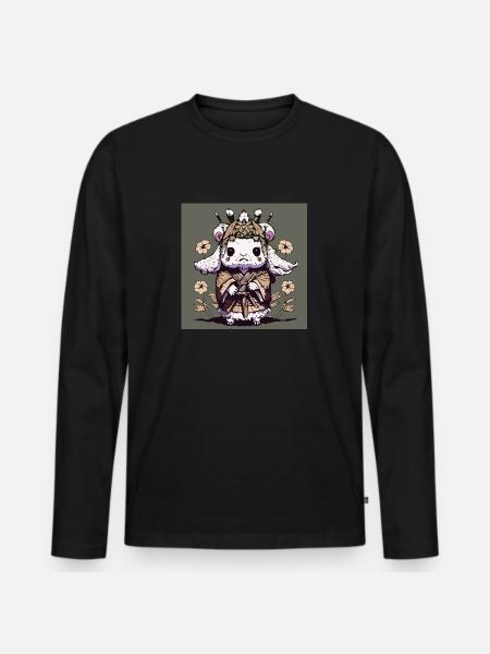 Goat in kimono - Men's Premium Organic Long Sleeve Shirt - black