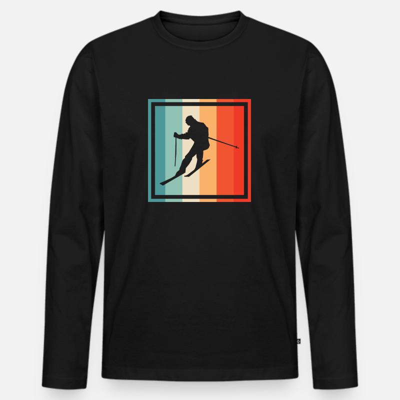 Ski Retro - Männer Premium Bio Langarmshirt - Schwarz