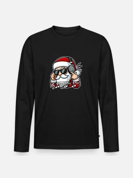 Santa loves Music - Men's Premium Organic Long Sleeve Shirt - black