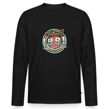 Vintage 1981 - Männer Premium Bio Langarmshirt - Schwarz - Vorne - Nico (187cm)
