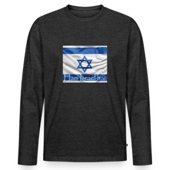 Ham Israel hai - T-shirt manches longues Premium bio Homme - anthracite chiné - Devant - Nico (187cm)