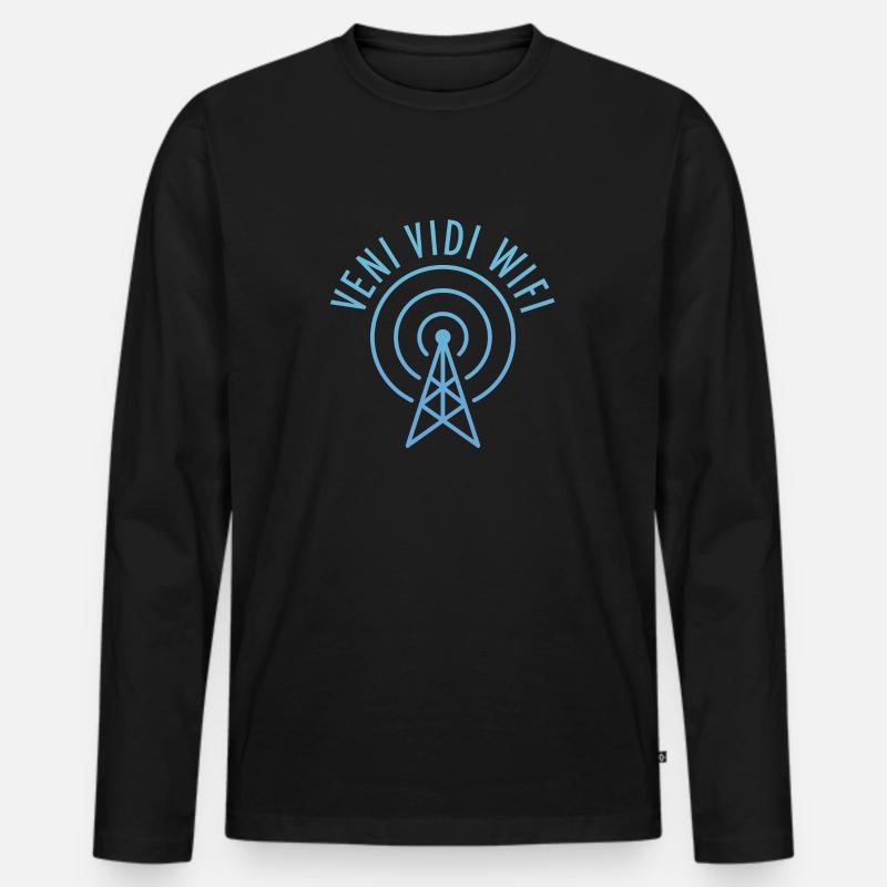 Veni Vidi Wifi (Turm) - Männer Premium Bio Langarmshirt - Schwarz
