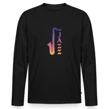 Jazz Music - Men's Premium Organic Long Sleeve Shirt - black - Front - Nico (187cm)
