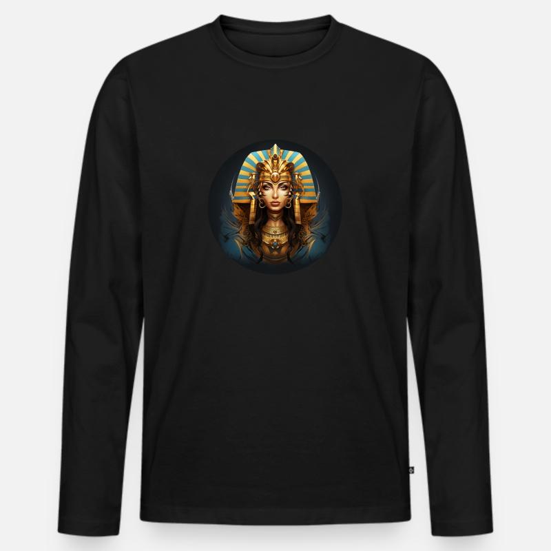 Antlitz einer Pharaonin - Männer Premium Bio Langarmshirt - Schwarz