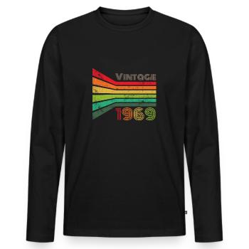 Vintage 1969 - Männer Premium Bio Langarmshirt - Schwarz - Vorne - Nico (187cm)