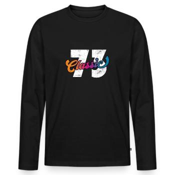 Vintage 1973 - Männer Premium Bio Langarmshirt - Schwarz - Vorne - Nico (187cm)