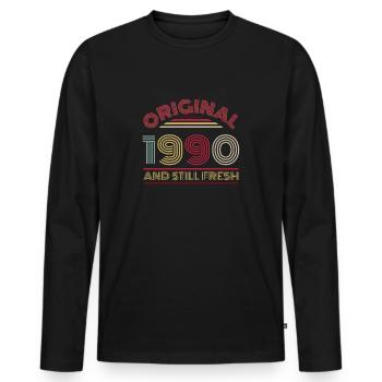1990 Vintage - Männer Premium Bio Langarmshirt - Schwarz - Vorne - Nico (187cm)