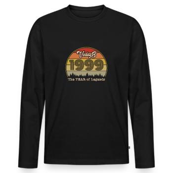 Millésime 1999 - T-shirt manches longues Premium bio Homme - noir - Devant - Nico (187cm)