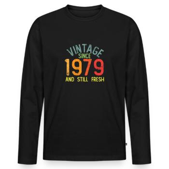 Millésime 1979 - T-shirt manches longues Premium bio Homme - noir - Devant - Nico (187cm)